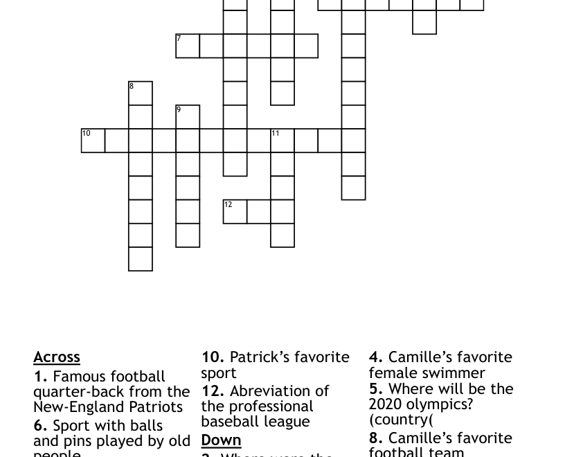 Hard Sports Crossword WordMint