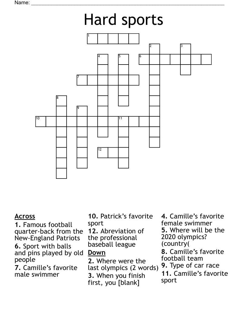 Hard Sports Crossword WordMint