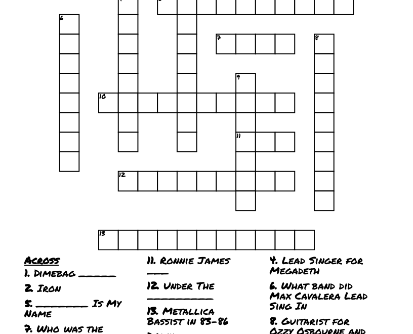 Heavy Metal Crossword WordMint