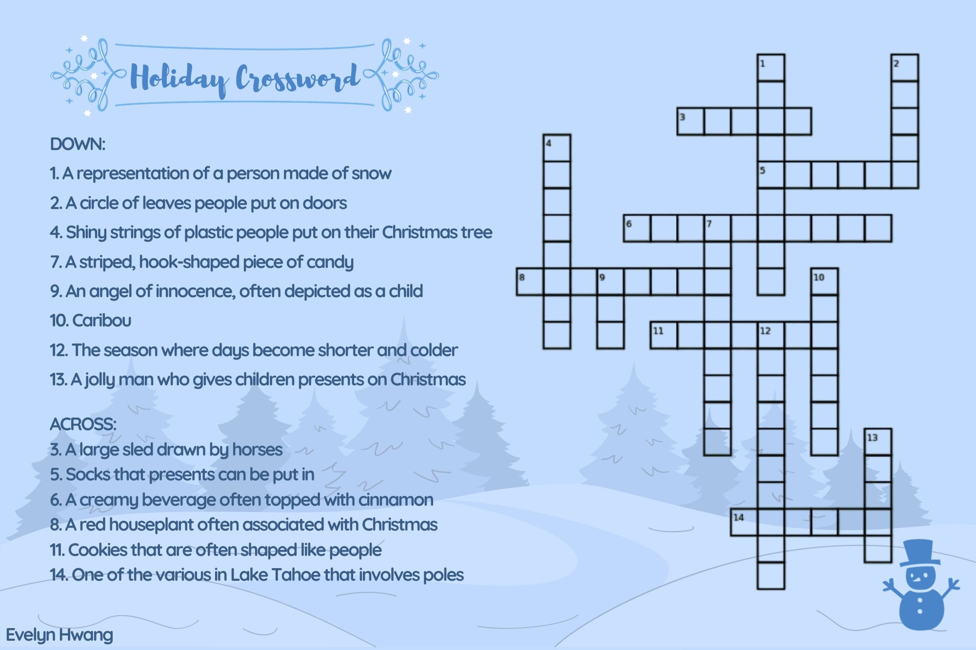 Holiday Crossword Printable