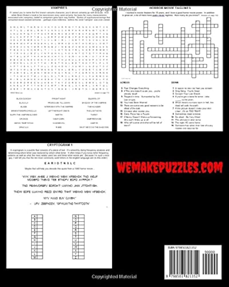 Horrible Puzzles Horror Crosswords Word Searches And More Lee Steve 9798503821352 Amazon Books