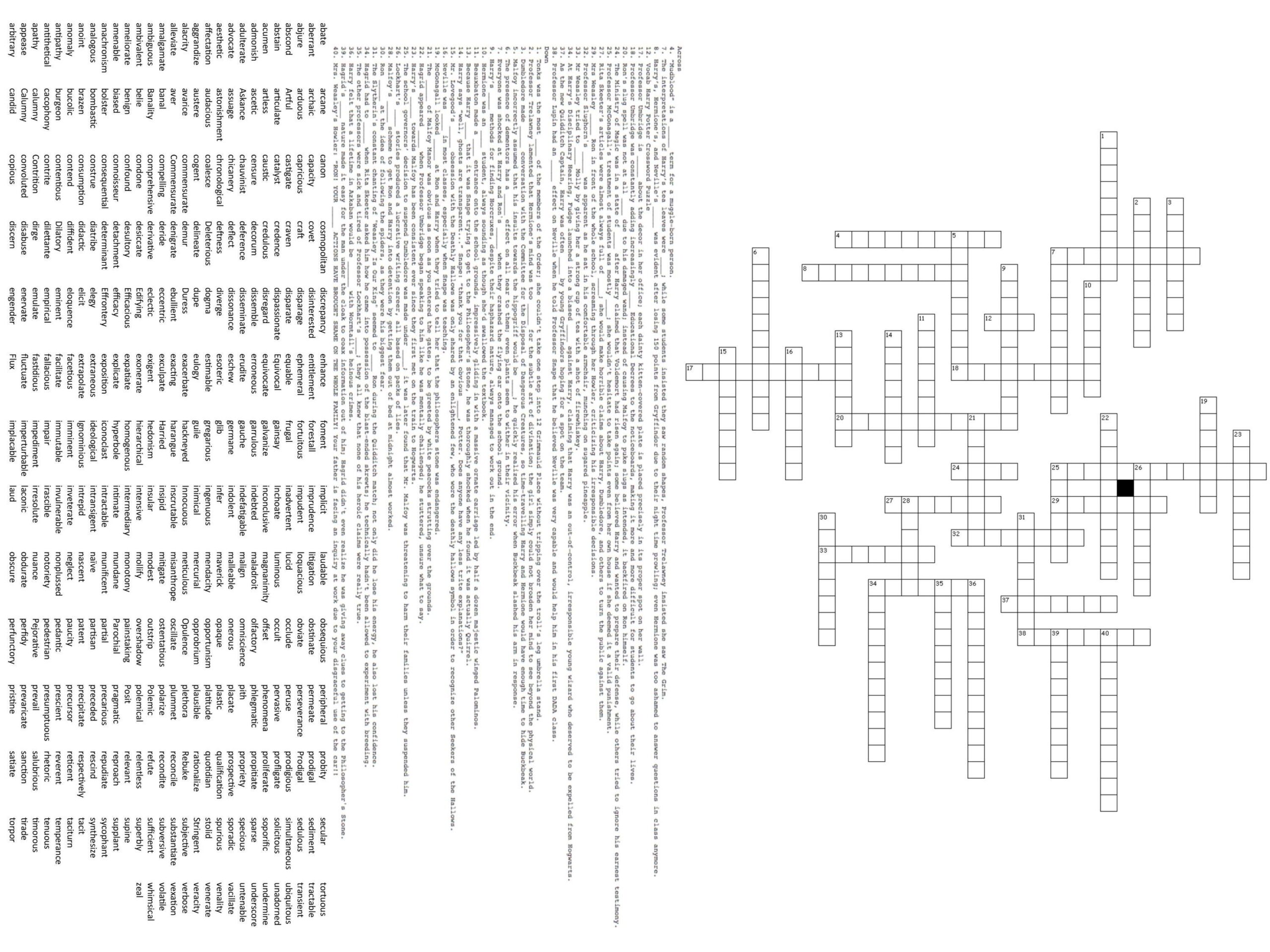 I Made A Harry Potter Crossword Puzzle To Help Me Study For The GRE R harrypotter