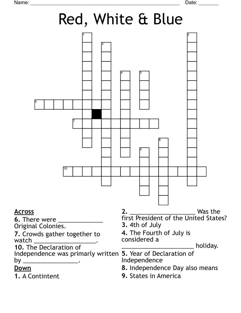 Independence Day Crossword WordMint