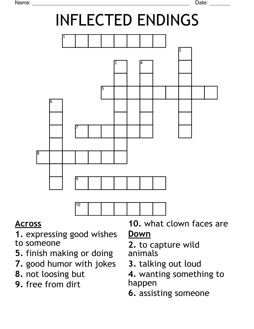 INFLECTED ENDINGS Crossword WordMint