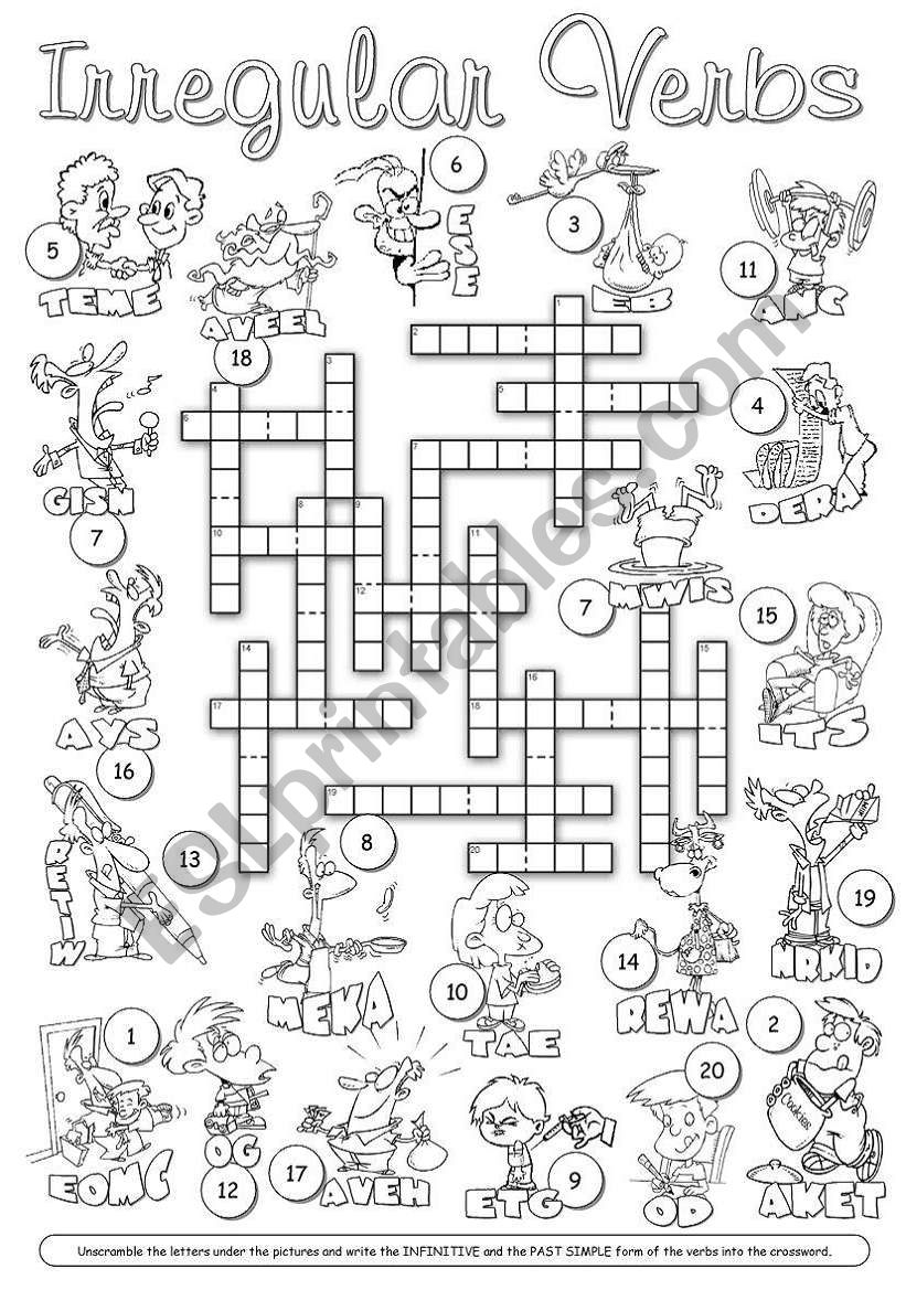 Irregular Verbs Crossword 1 ESL Worksheet By Alenka