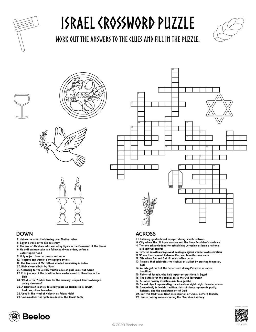 Israel Crossword Puzzle Beeloo Printable Crafts And Activities For Kids