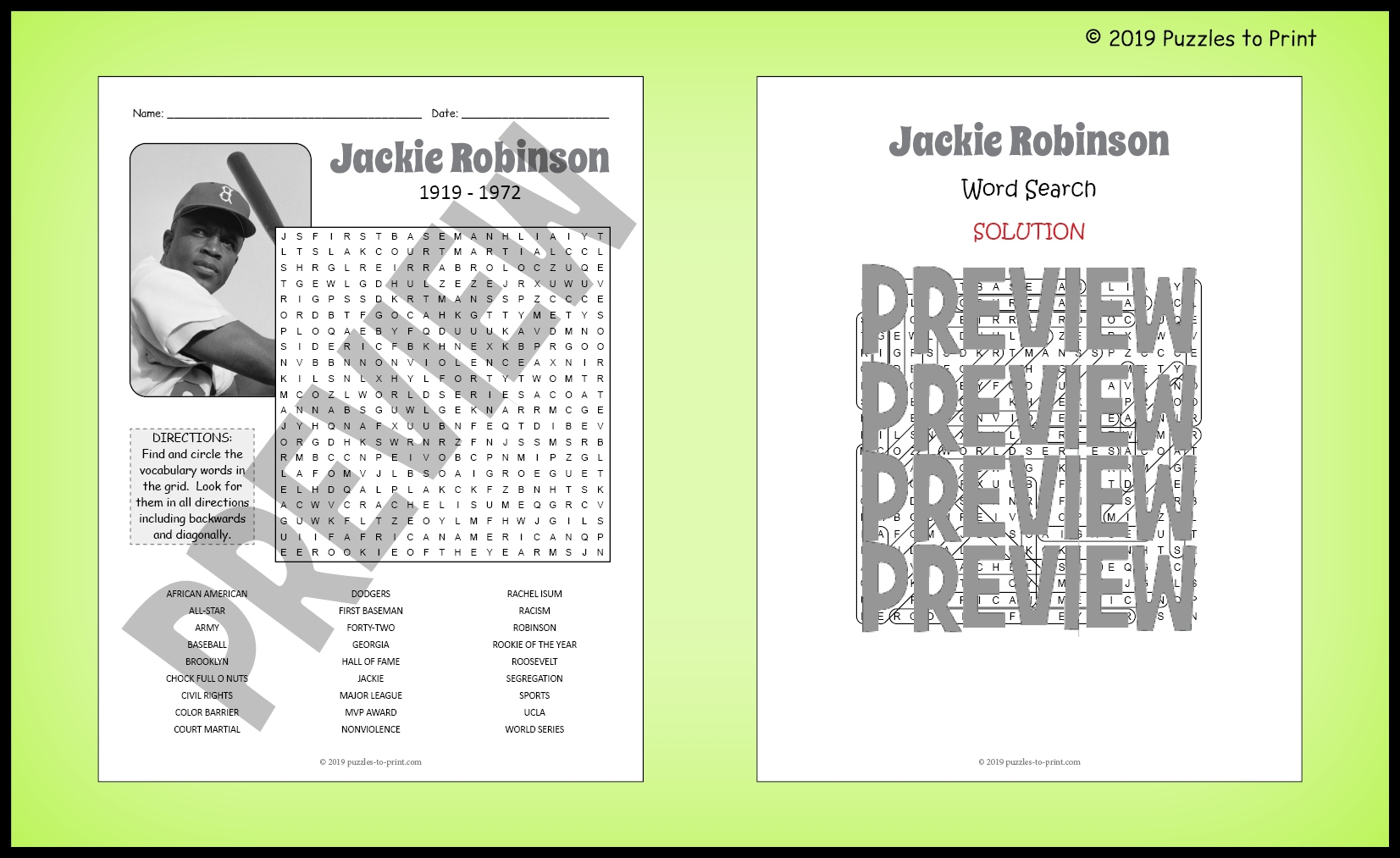 JACKIE ROBINSON Biography Word Search Puzzle Worksheet Activity Made By Teachers