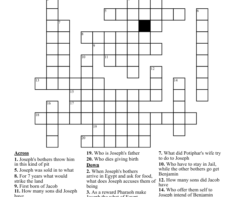 Joseph Crossword WordMint