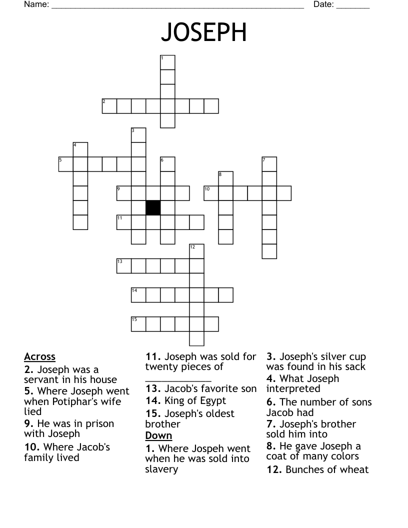 JOSEPH Crossword WordMint