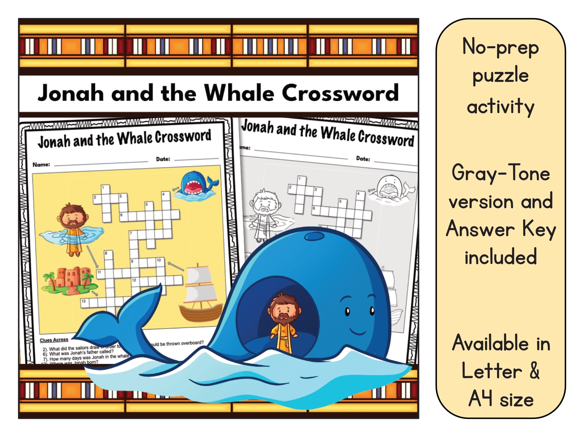 Joshua And The Whale Crossword Puzzle Printable Made By Teachers