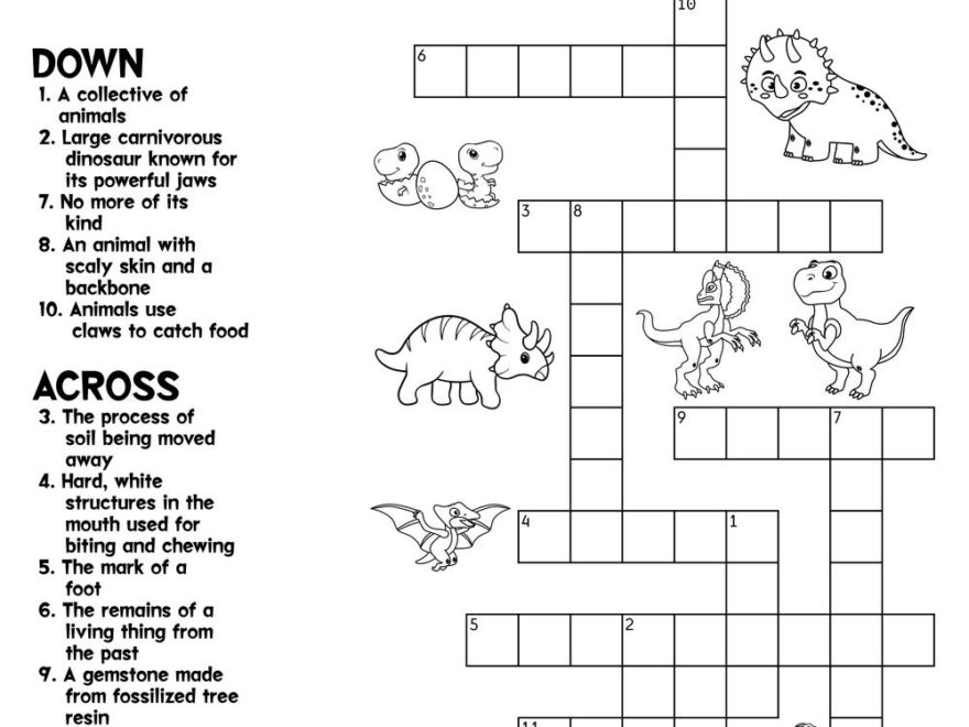 Jurassic Crossword Puzzle Beeloo Printable Crafts And Activities For Kids
