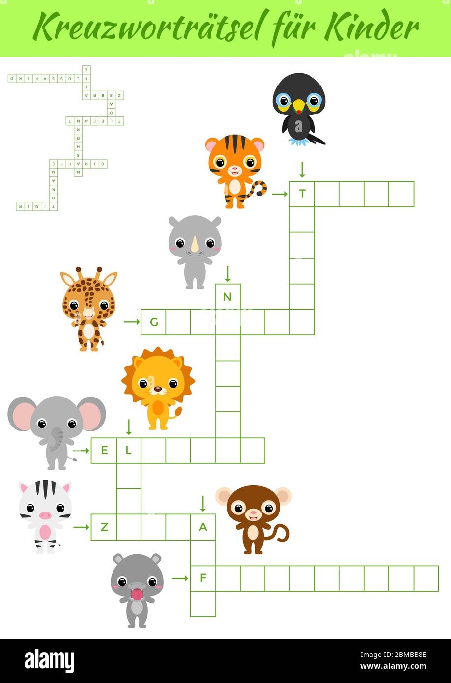 Kreuzwortr tsel F r Kinder Crossword For Kids Kids Activity Worksheet Colorful Printable Version Educational Game For Study German Words Stock Vector Image Art Alamy