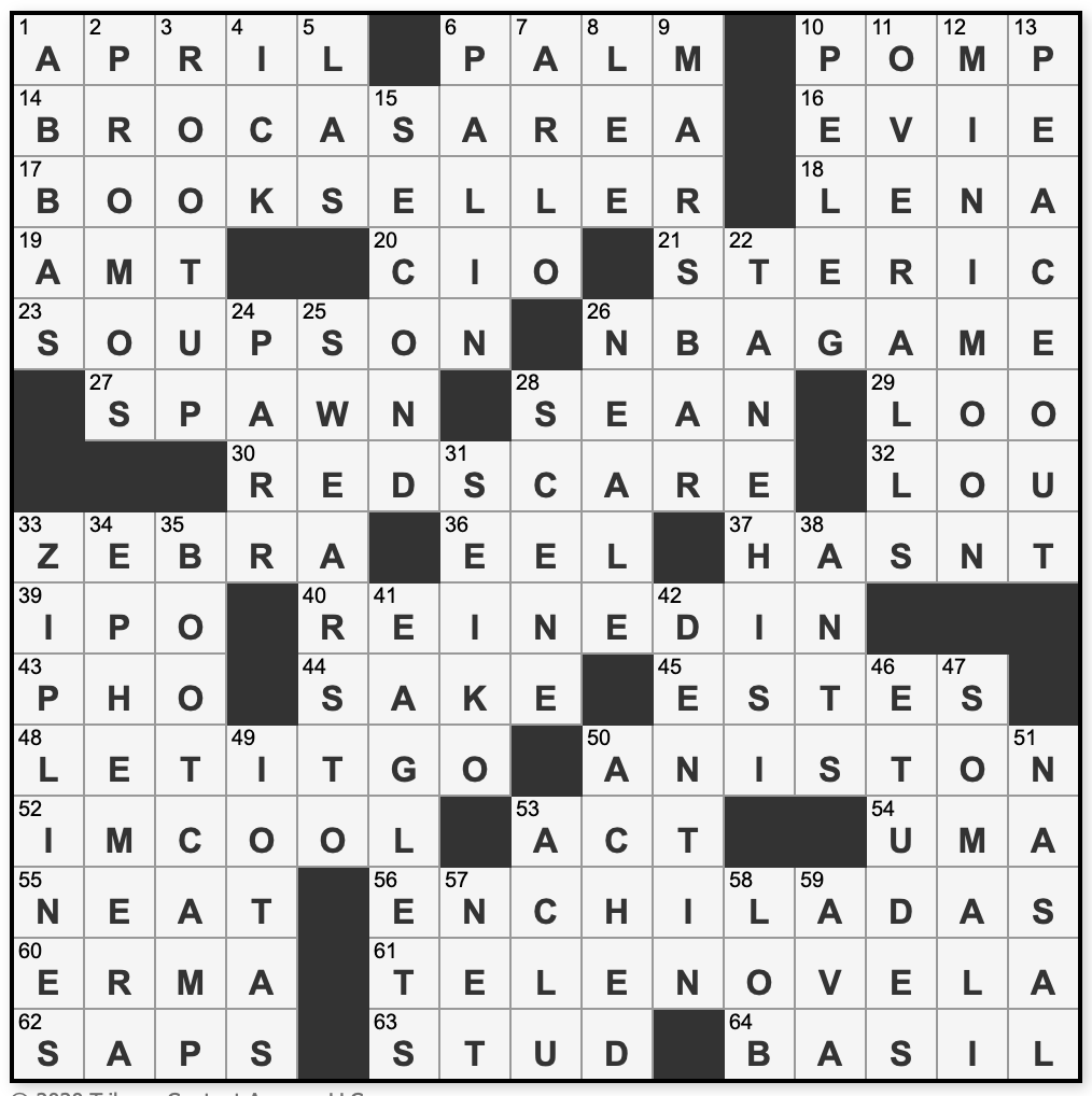 L A Times Crossword Corner Saturday April 11 2020 Debbie Ellerin