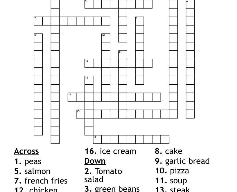 La Nourriture Crossword WordMint