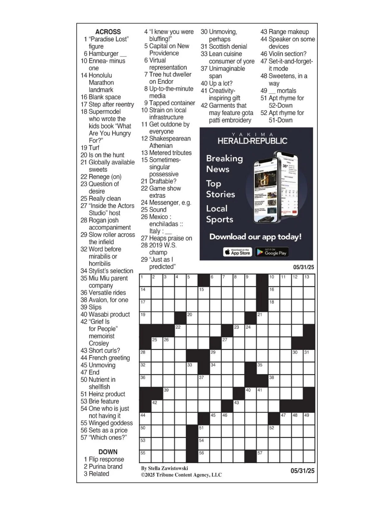 LA Times Crossword May 31 2025 Crosswords Yakimaherald
