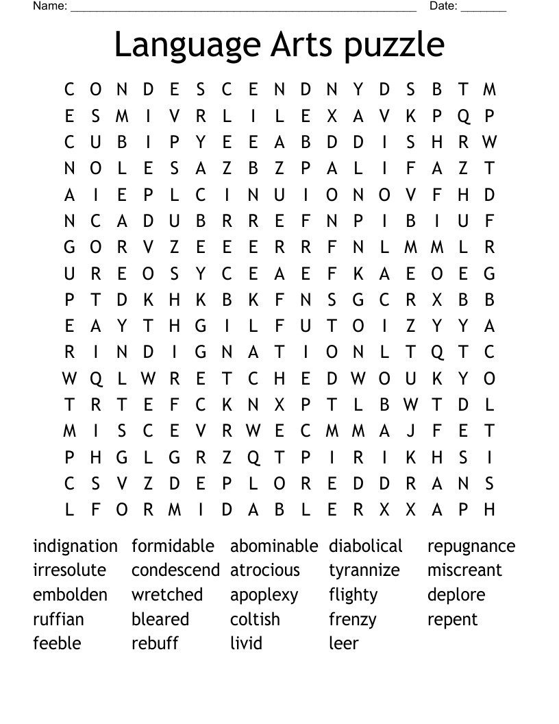 Language Arts Puzzle Word Search WordMint