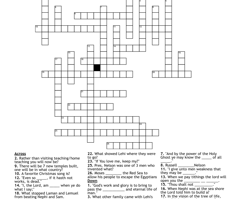 LDS Puzzle Crossword WordMint