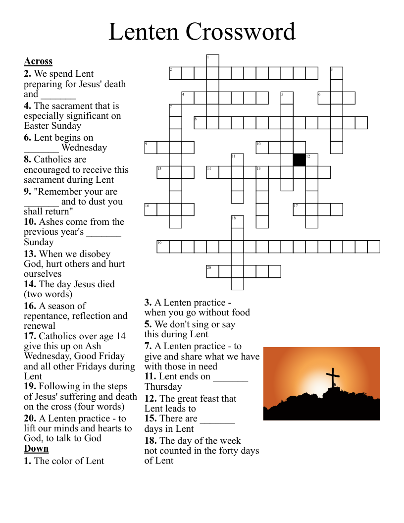 Lenten Crossword WordMint Lenten Crossword WordMint