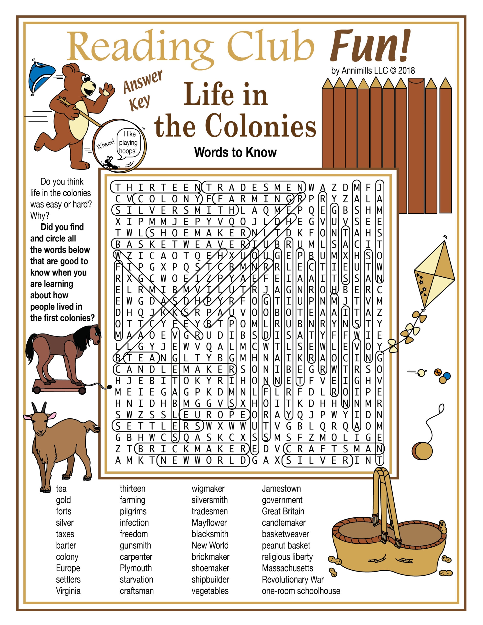Life In The Colonies American History Printable Word Search Puzzle Made By Teachers