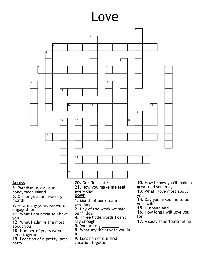 Love Crossword WordMint