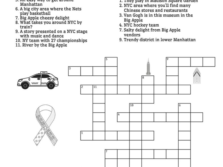 Manhattan Crossword Puzzle Beeloo Printable Crafts And Activities For Kids