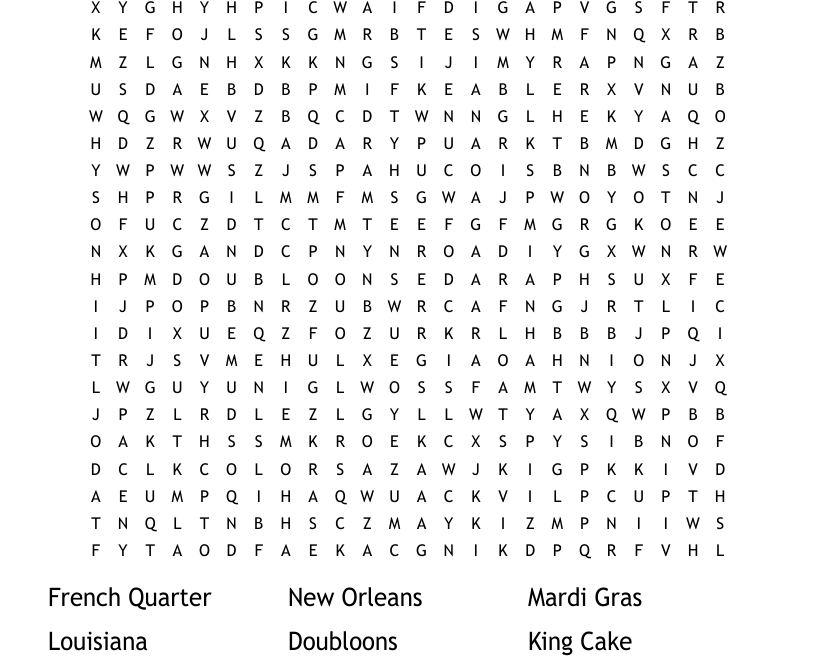 Mardi Gras Crossword WordMint