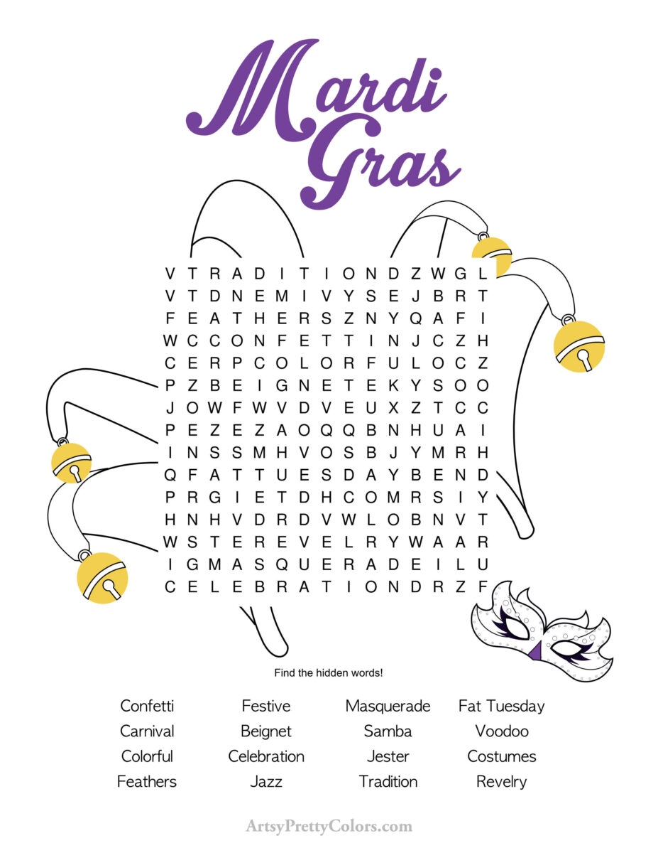 Free Printable Mardi Gras Crossword