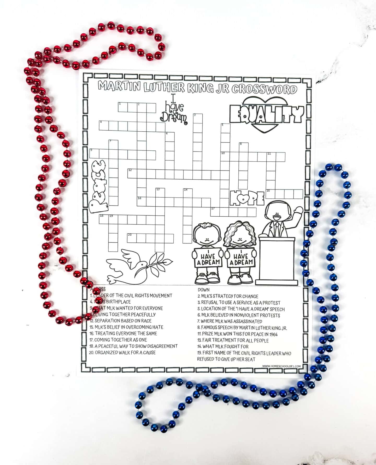 Martin Luther King Jr Crossword Puzzle Free Printable