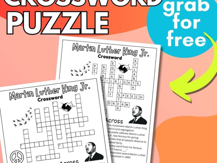 Martin Luther King Jr Crossword Puzzle Grab The Free Printable