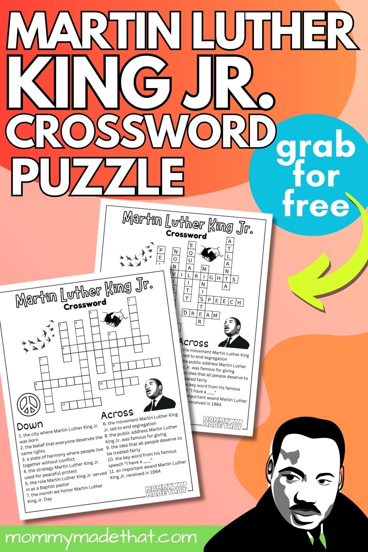 Martin Luther King Jr Crossword Puzzle Grab The Free Printable 