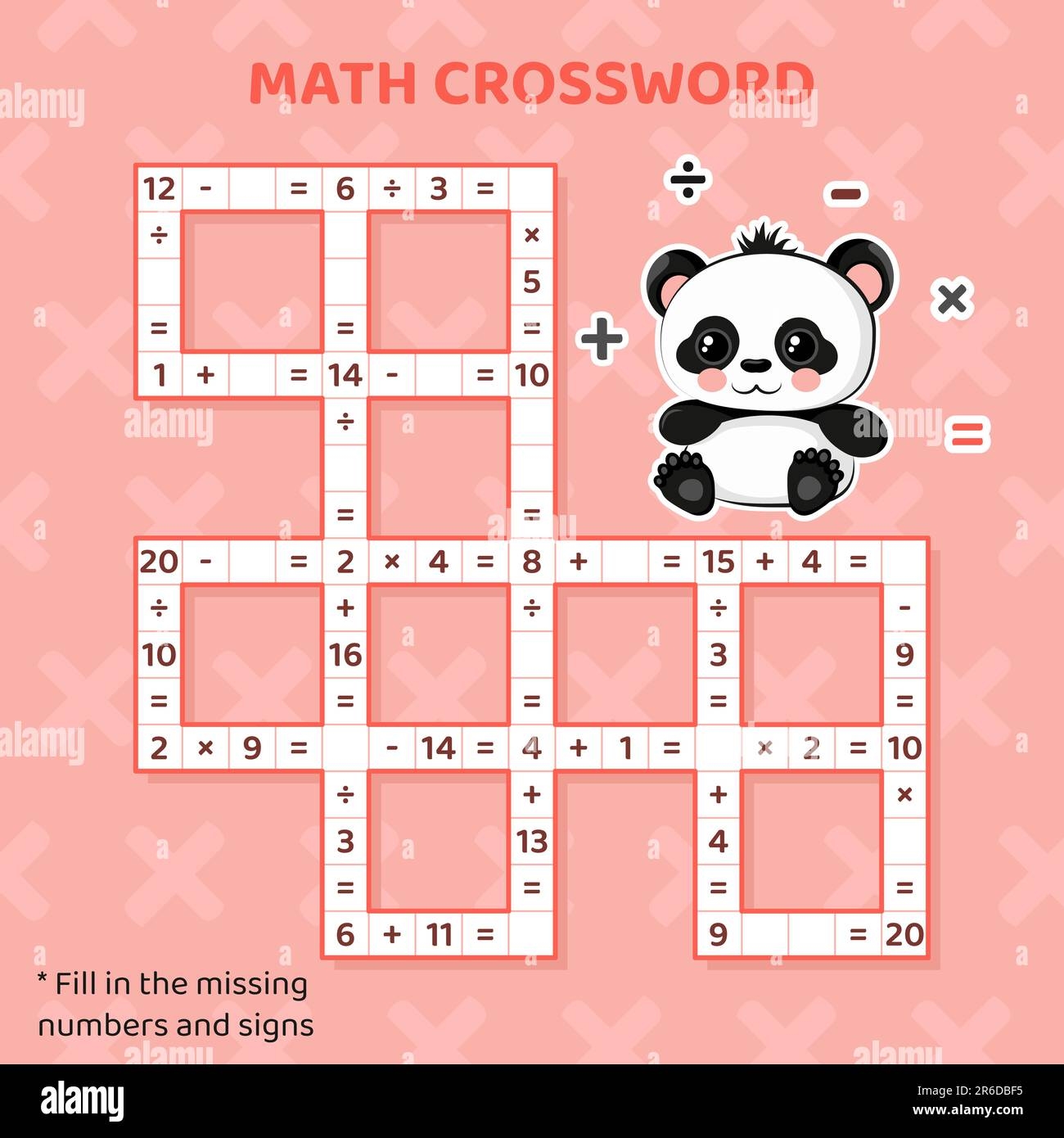 Math Crossword Puzzle For Kids Addition Subtraction Multiplication And Division Stock Vector Image Art Alamy
