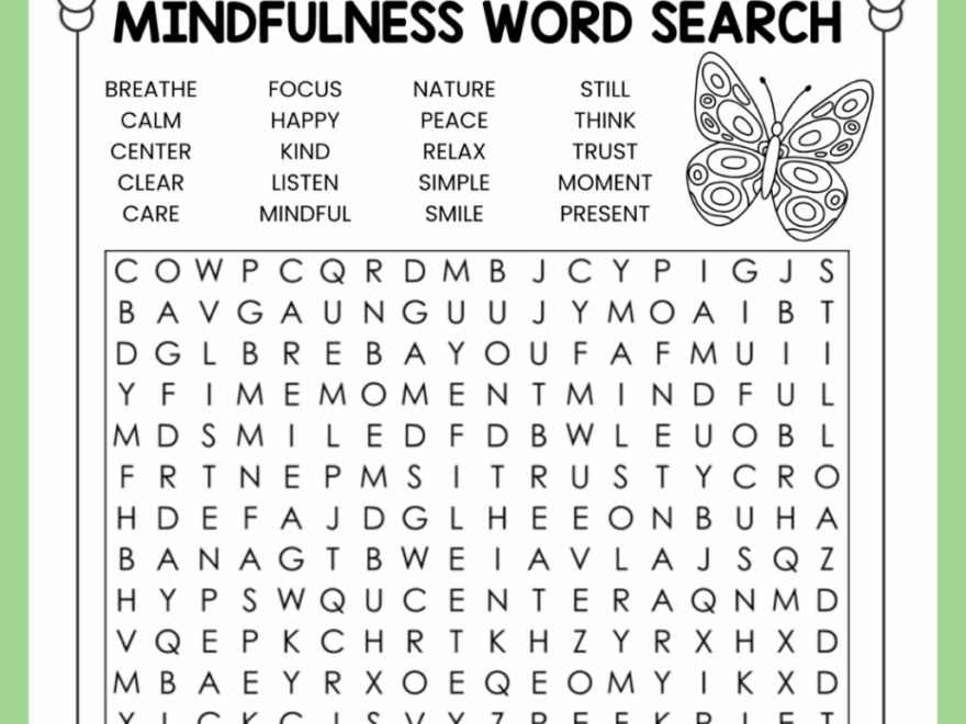 Mindfulness Word Search Puzzle Free Printable Your Therapy Source