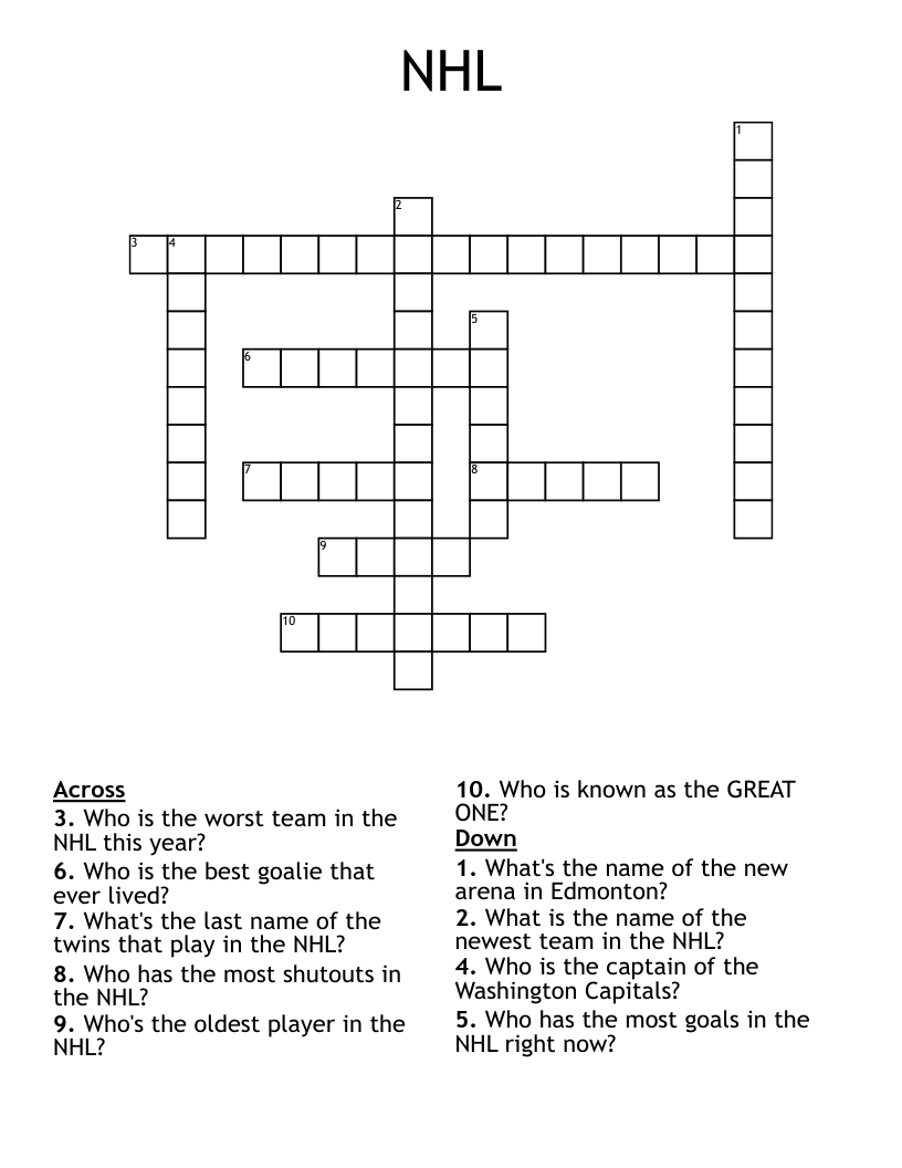 NHL Crossword WordMint