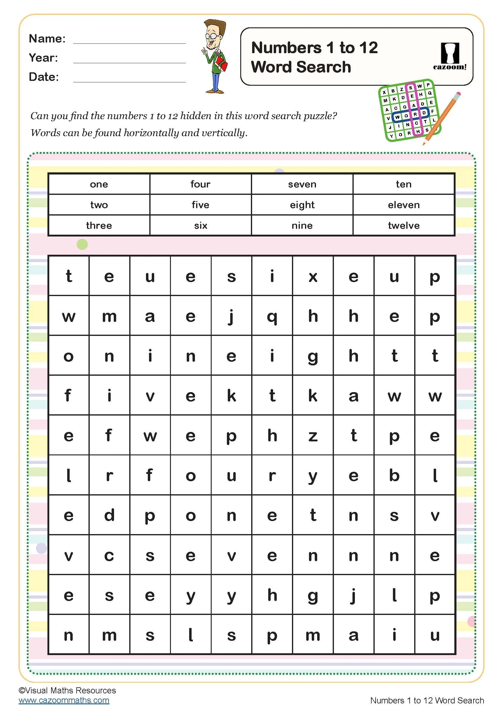 Free Number Crossword Puzzles Printable