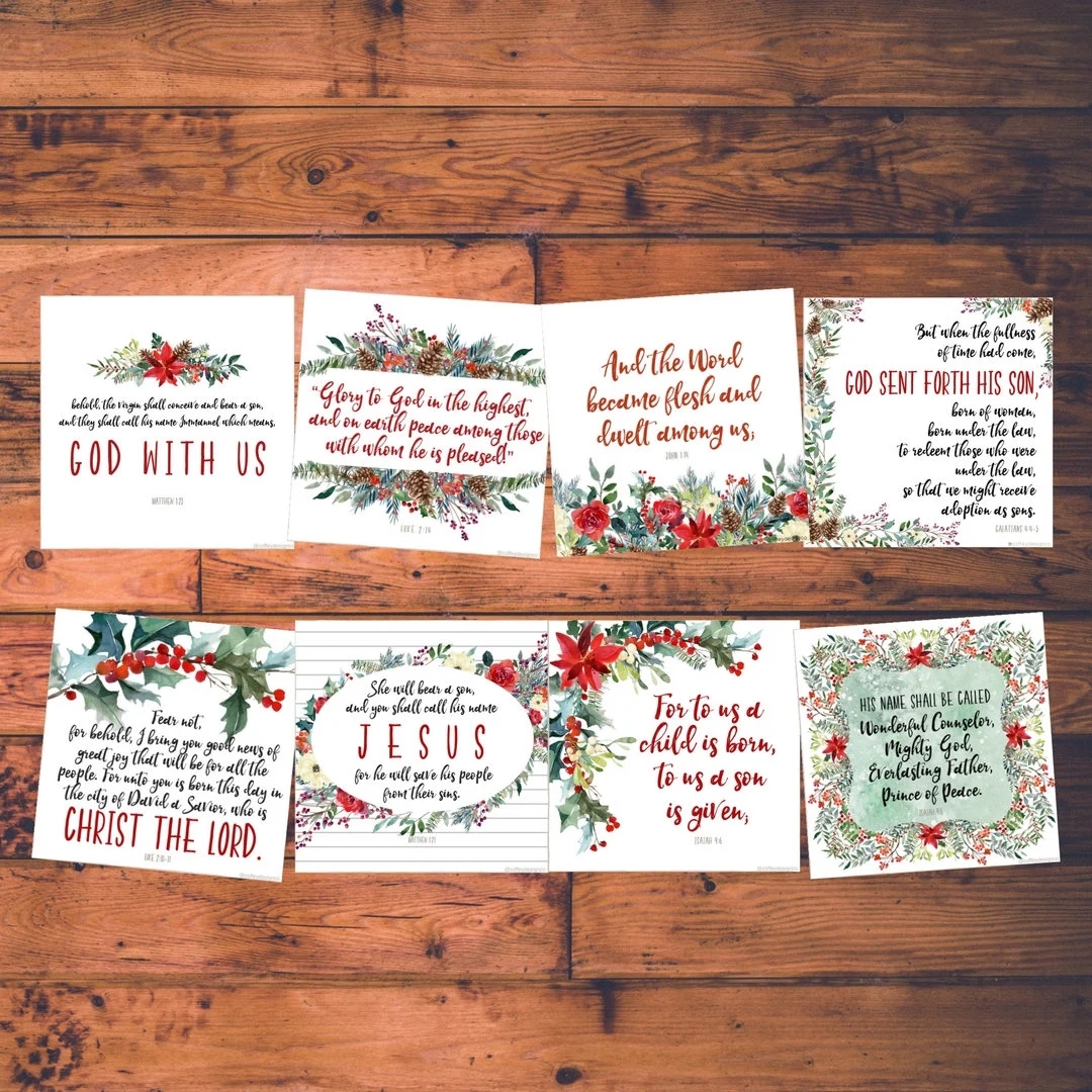 Printable Christmas Scripture Cards ESV Bible Verse Merry Joy Rejoice Download Instant Digital Place Cards Etsy