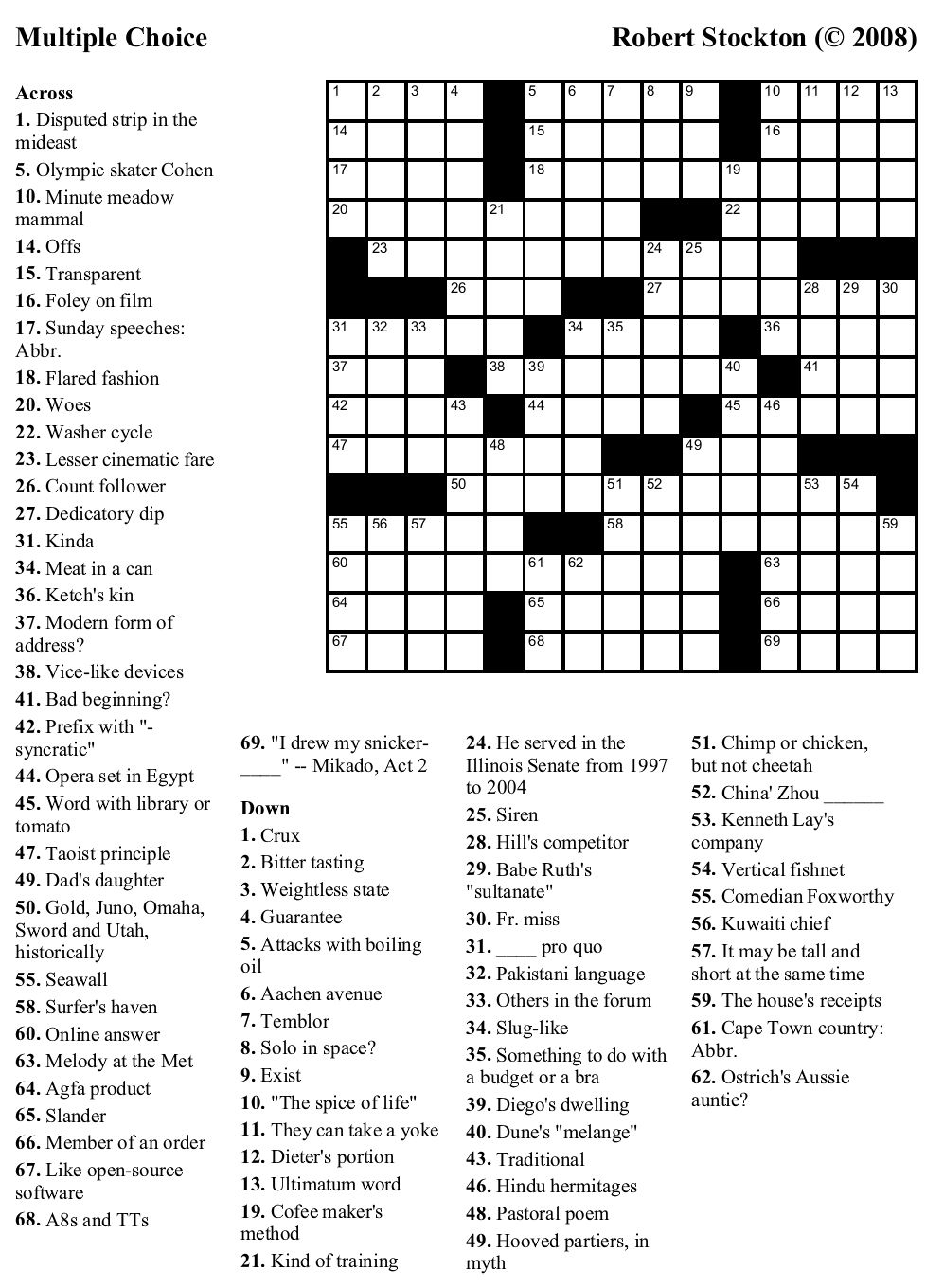 Printable Crossword Puzzles For High School Students Printable Worksheets Library Printable Crossword Puzzles For High School Students Printable Worksheets Library