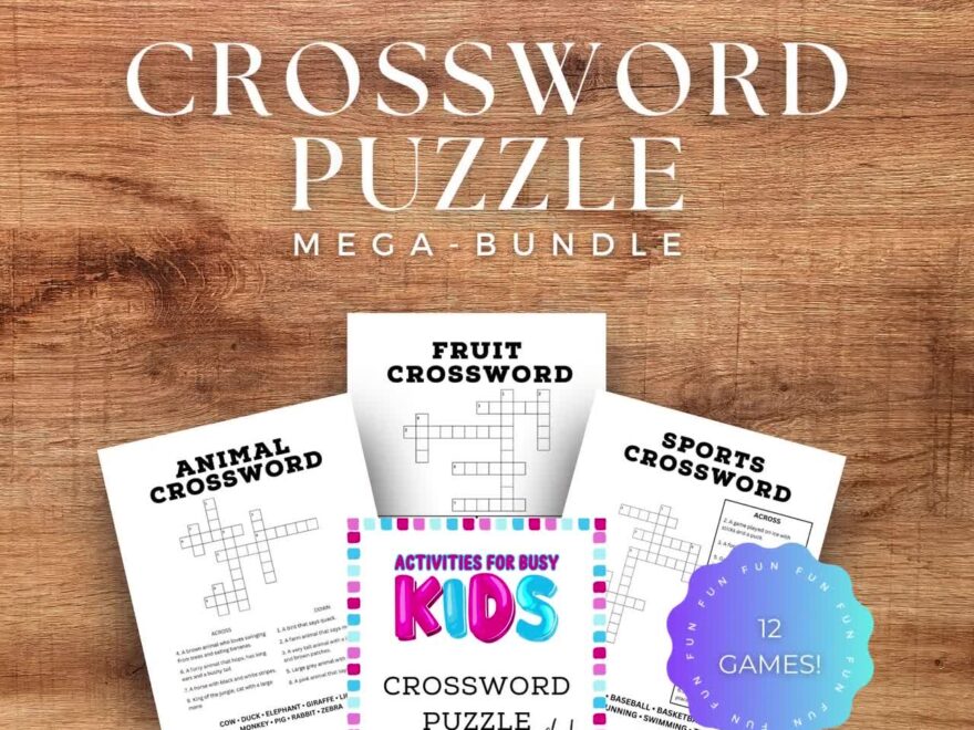 Printable Crossword Puzzles Word Activities For Kids Crossword Puzzle Crossword Book Word Puzzle Printable Word Game Kids Crossword Etsy