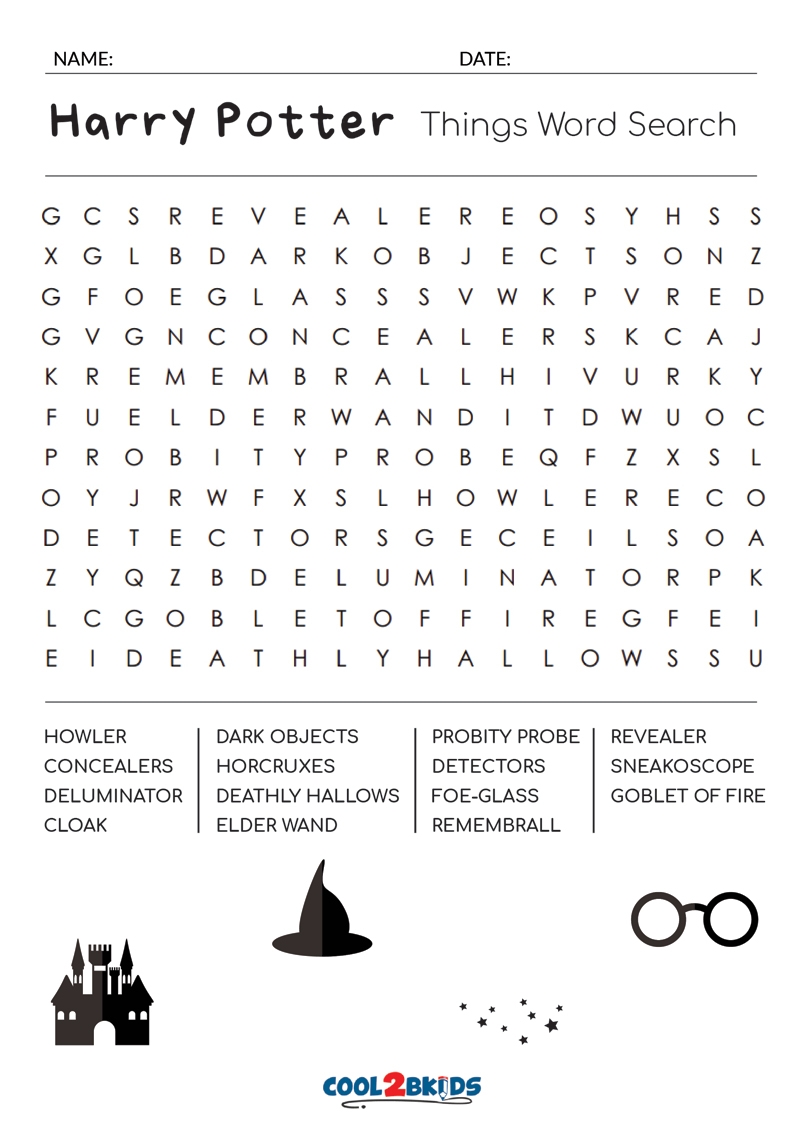 Harry Potter Crossword For Kids Printable