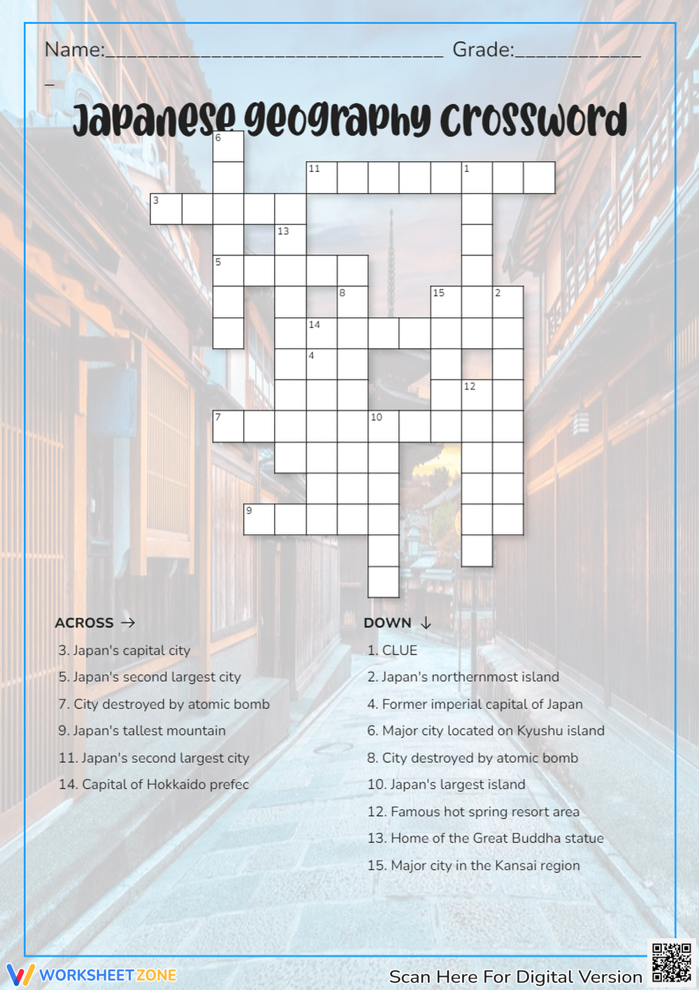 Printable Japan Crossword Puzzle Worksheets Printable Japan Crossword Puzzle Worksheets