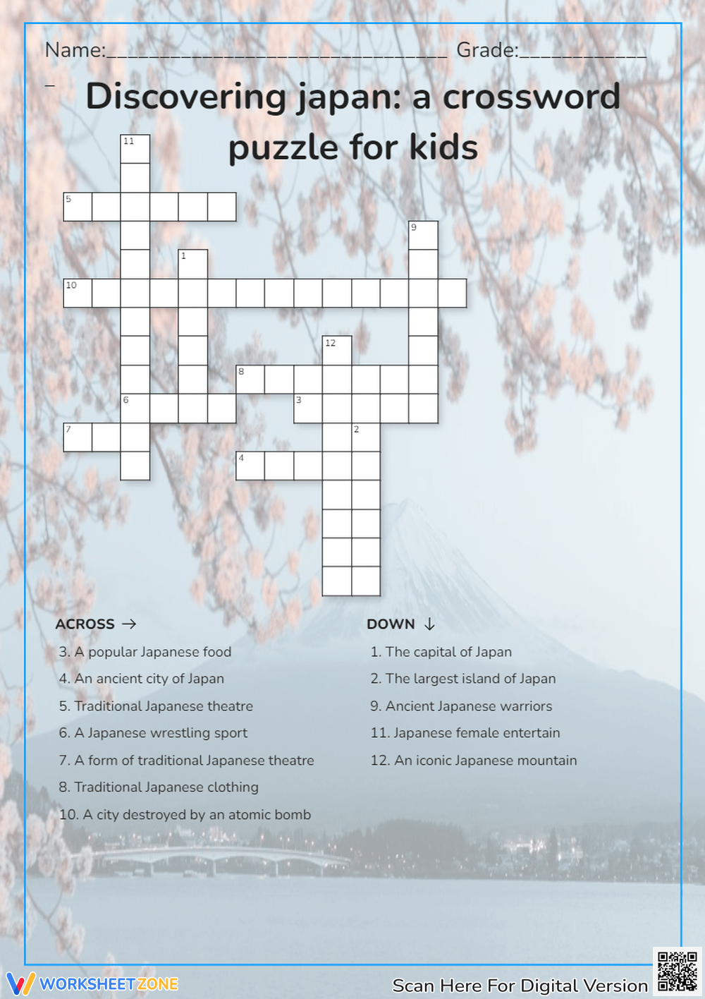 Printable Japan Crossword Puzzle Worksheets Printable Japan Crossword Puzzle Worksheets