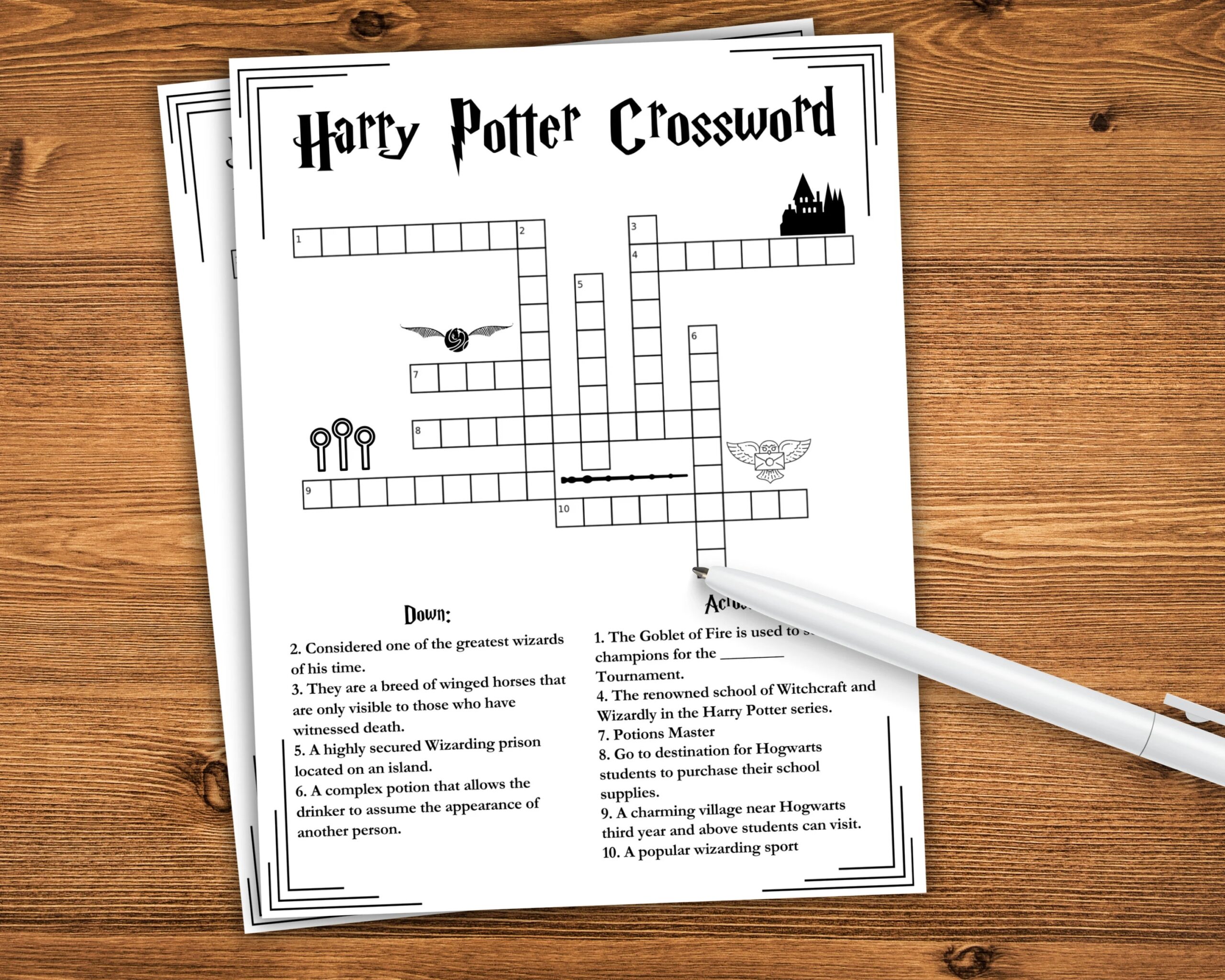 Printable Wizarding World Crossword Wizard Party Games Wizarding Games Kids Activities Party Wizard Games Printable Crossword Etsy