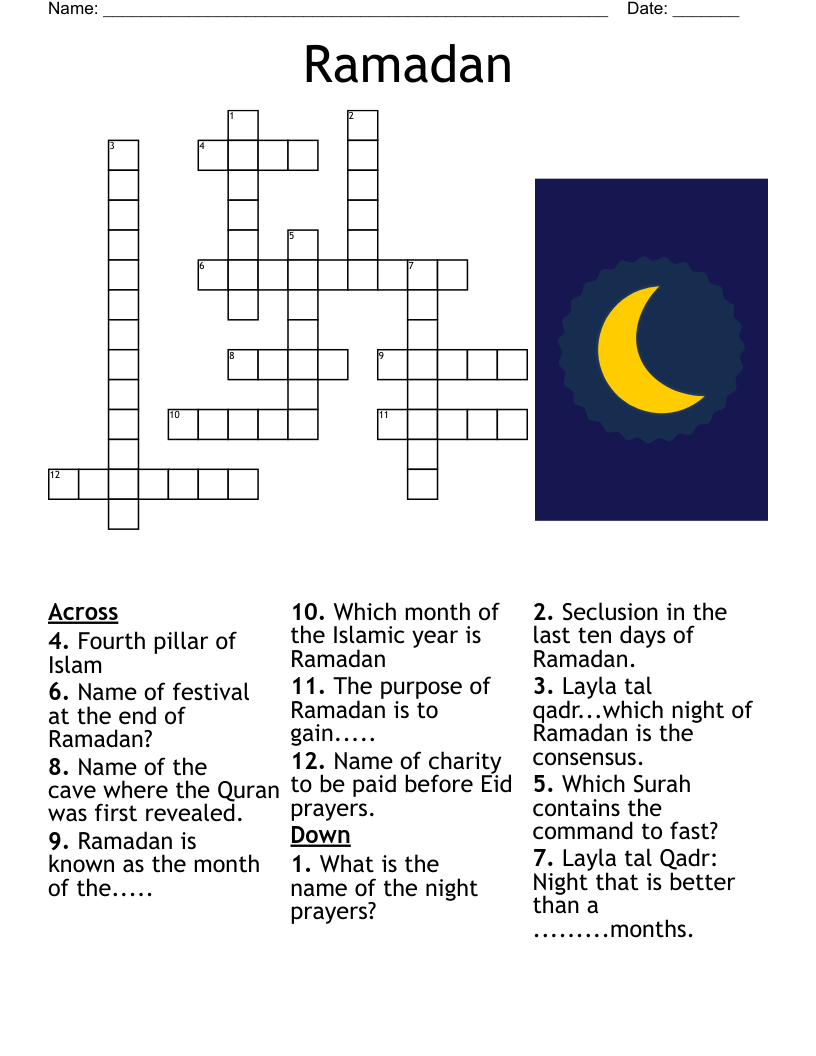 Islamic Crossword Puzzles Printable