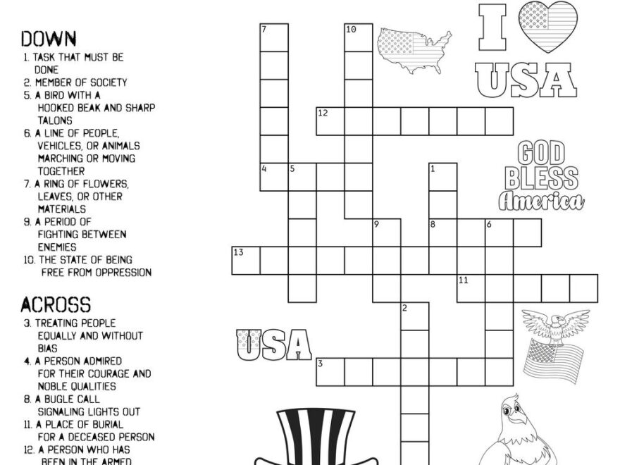 Remembrance Memorial Day Crossword Puzzle Beeloo Printable Crafts And Activities For Kids
