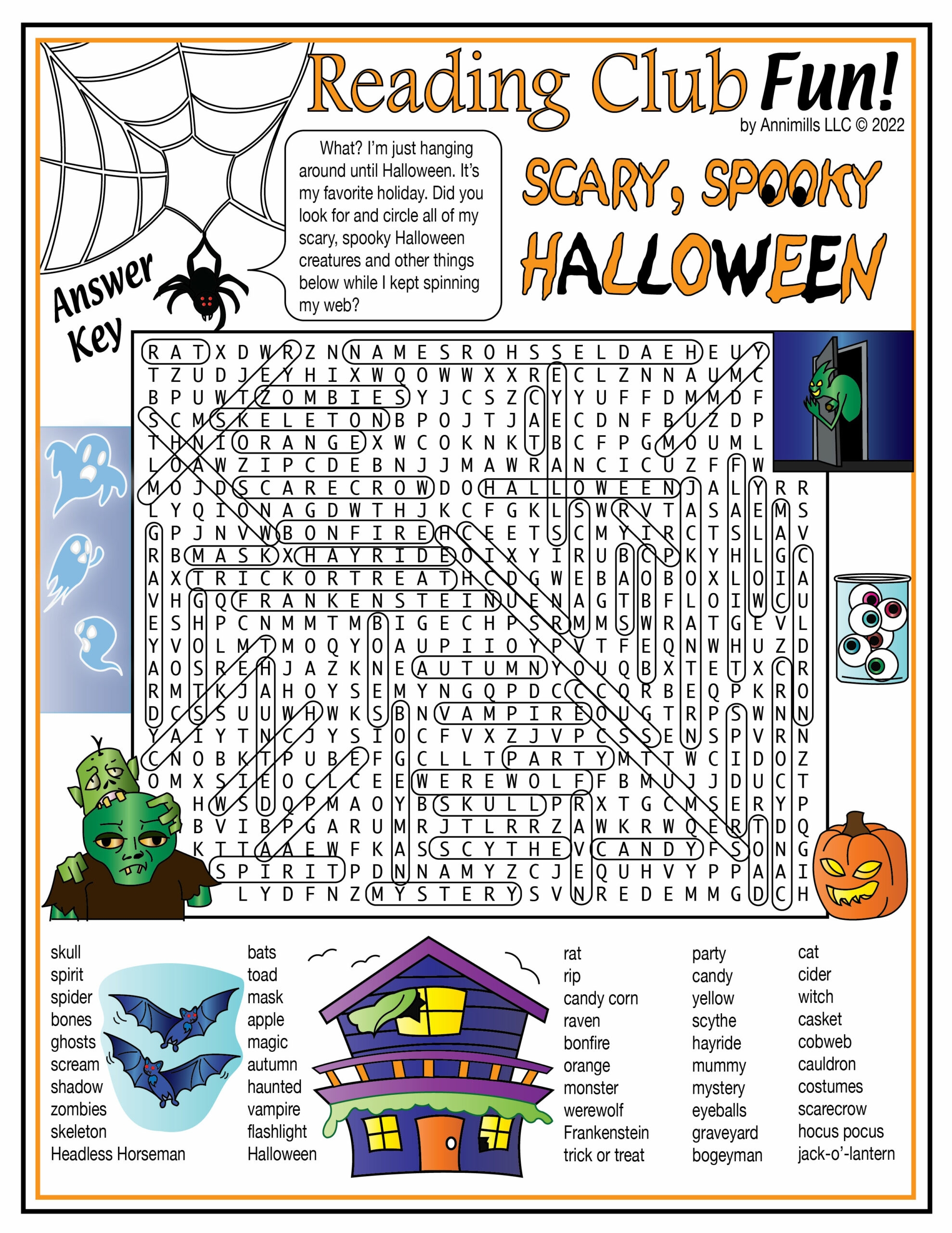 Scary Spooky Halloween Vocabulary Word Search Puzzle Made By Teachers