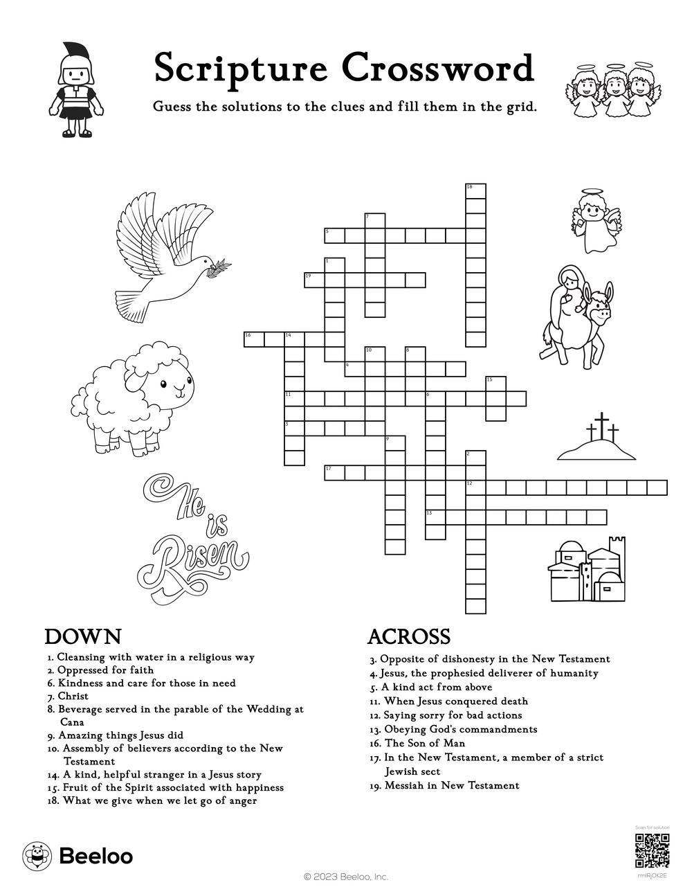Scripture Crossword Beeloo Printable Crafts And Activities For Kids