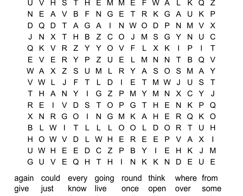 Sight Words Word Search WordMint