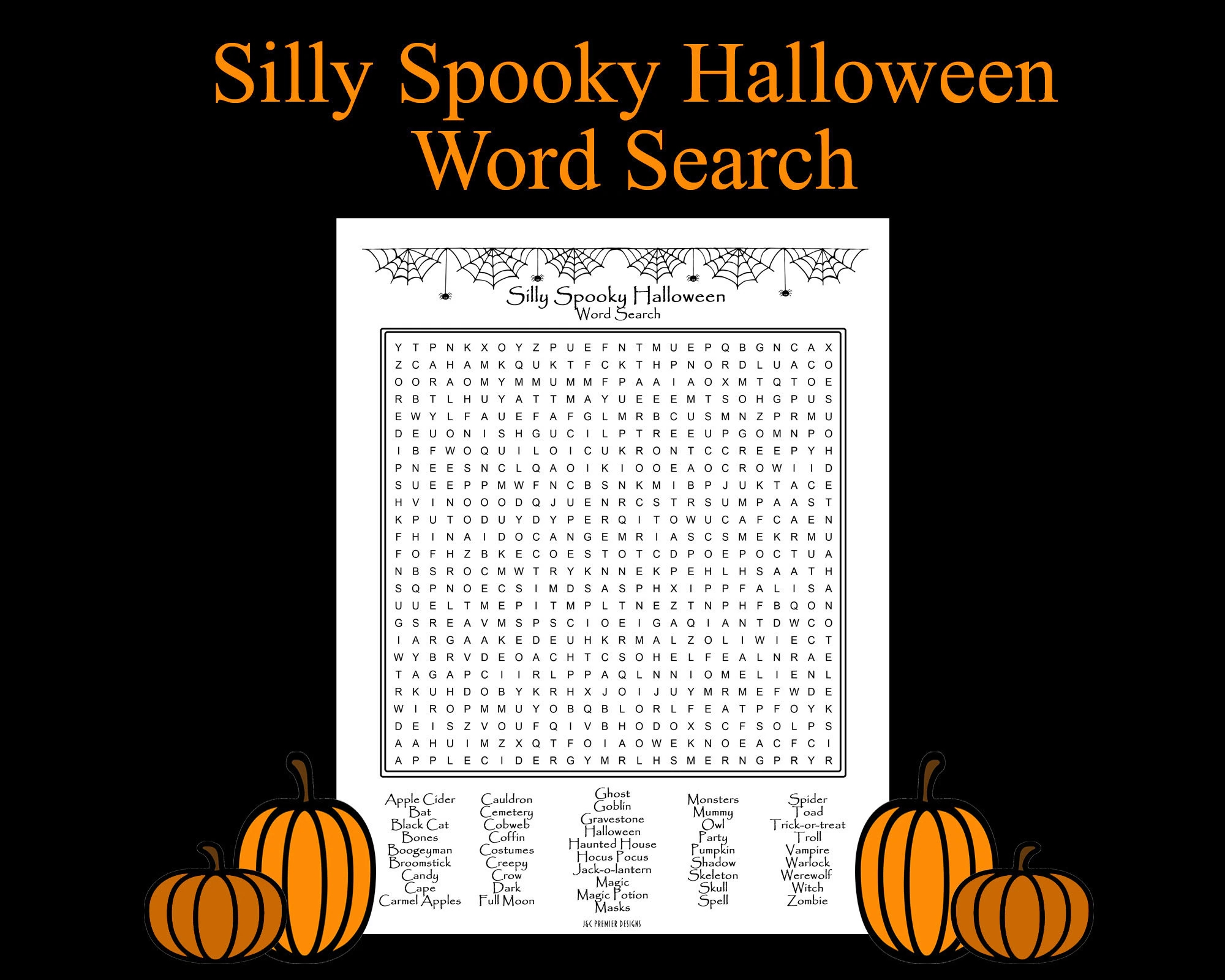 Silly Spooky Halloween Word Search Puzzle For Parties Classrooms And Home Via Download To Print At Home Etsy