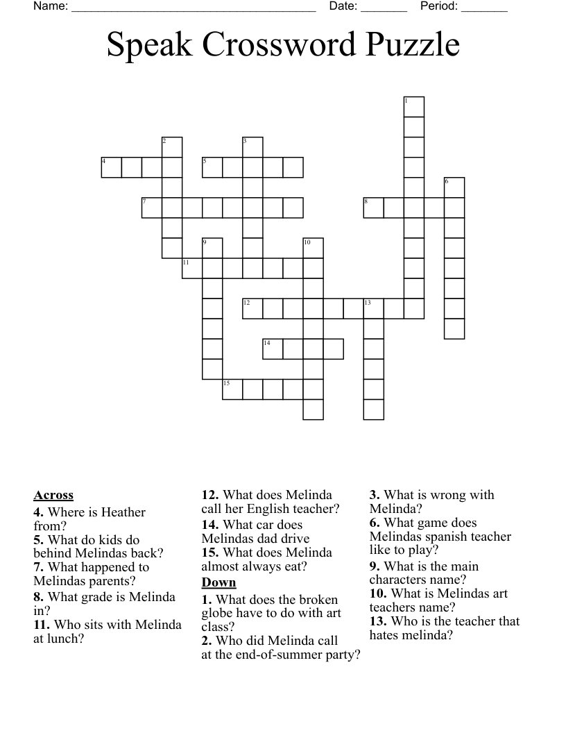 Speak Crossword Puzzle WordMint