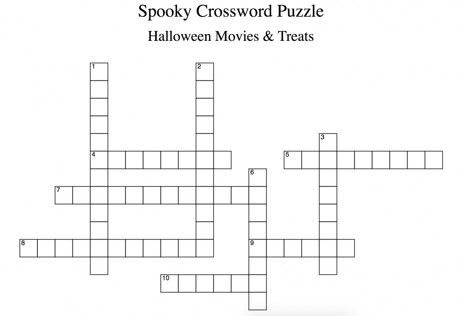Spooky Crossword Puzzle Halloween Movies Treats The Oarsman