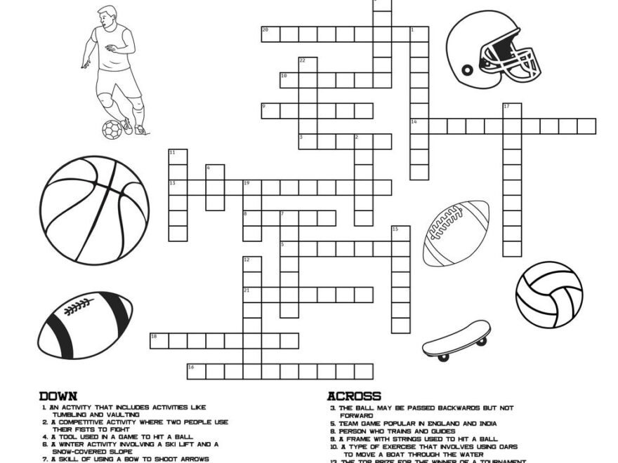 Sports Crossword Puzzle Beeloo Printable Crafts And Activities Worksheets Library